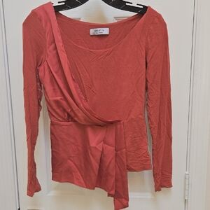 Bailey 44 Orange Asymmetrical Wrap Blouse